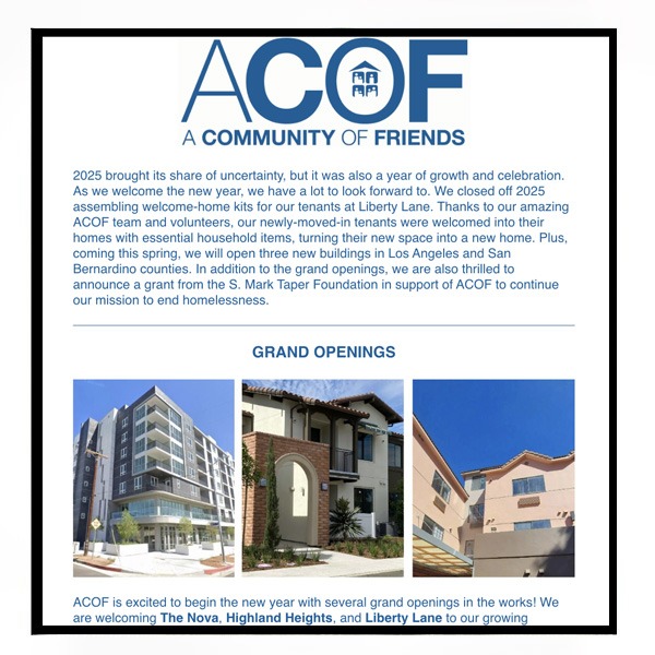 A Community of Friends Winter 2025 Newsletter update 